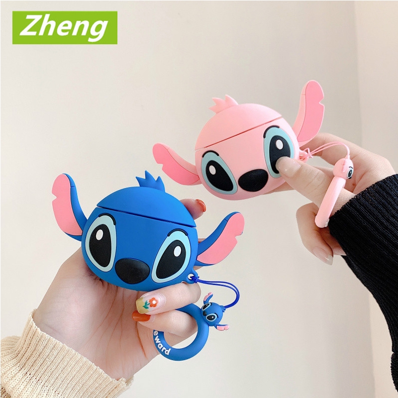 Vỏ hộp đựng tai nghe chất liệu silicone hình nhân vật Stitch cho AirPods