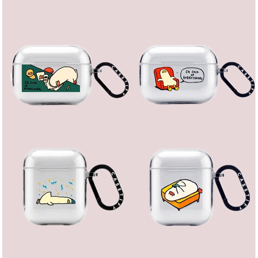 Casetify Vỏ Bảo Vệ Hộp Sạc Tai Nghe For Airpods 1 2 3 1st 2nd Gen Pro Bằng Silicon Mềm Hình Chú Vịt Lười Dễ Thương