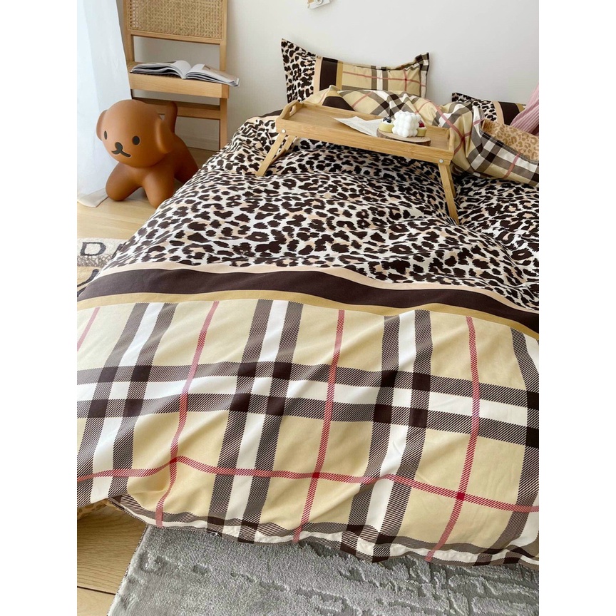 Bộ chăn ga gối Poly Cotton HQ da báo nâu zara cao cấp sang trọng (Tặng vỏ gối ôm) - Miễn phí bo chun