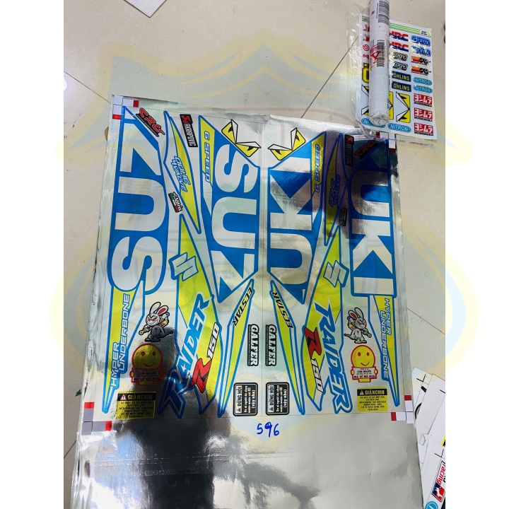 ( Quí khách vui lòng mang ra tiệm cho thợ dán ) Tem raider fi mẫu zin crom cao cấp