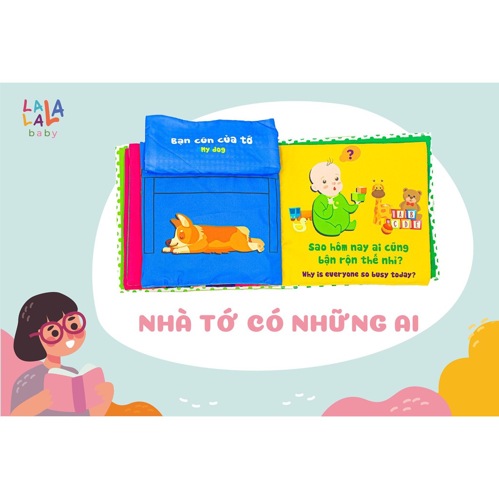 Sách vải song ngữ Lalala Baby kích thích phát triển đa giác quan cho bé