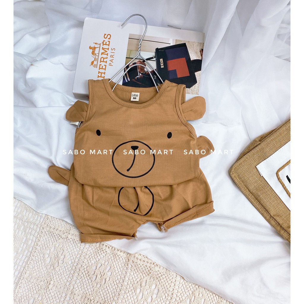 Bộ Ba Lỗ Sát Nách Tai Gấu Cá Tính Chất Cotton 100% Mềm Mát Cho Bé
