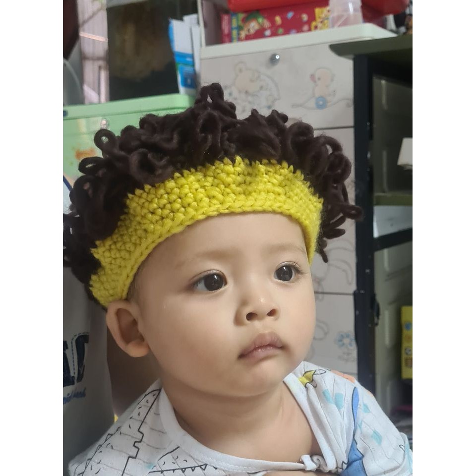 Nón len tóc xoăn phong cách cho bé trai