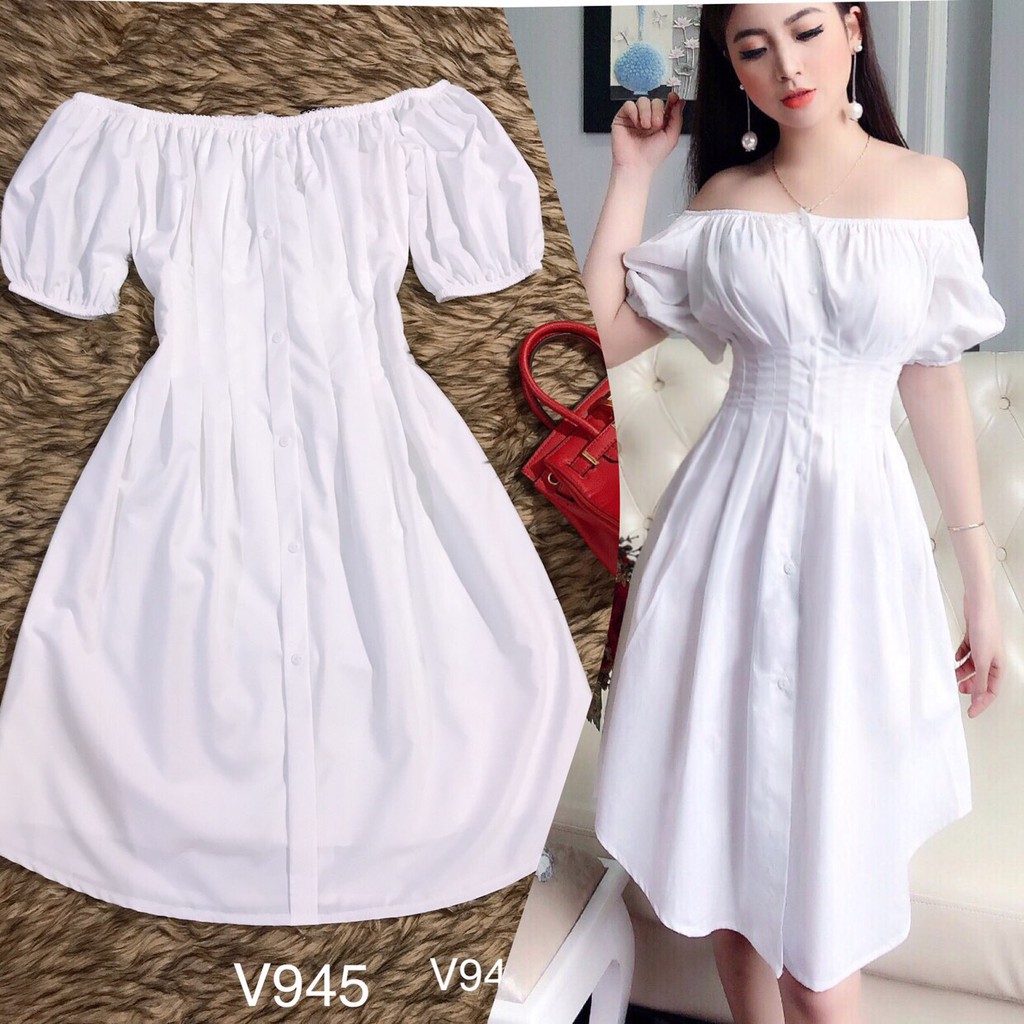 [BÁN LỖ VỐN] Váy trắng thiết kế V945 - Đẹp Shop DVC (Kèm ảnh thật trải sàn do shop tự chụp)