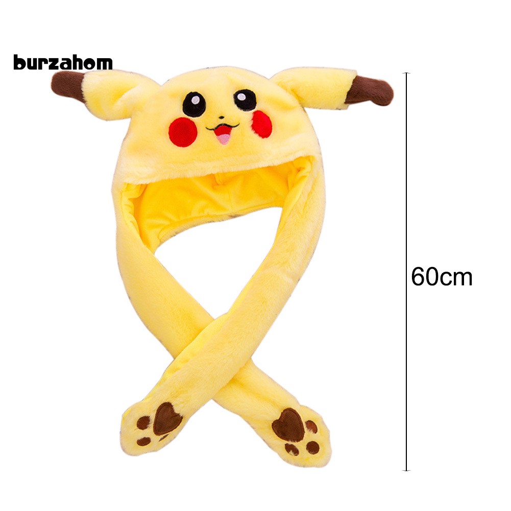 Mũ nhồi bông hình Pikachu có thể di chuyển tai lên xuống độc đáo thú vị 60cm