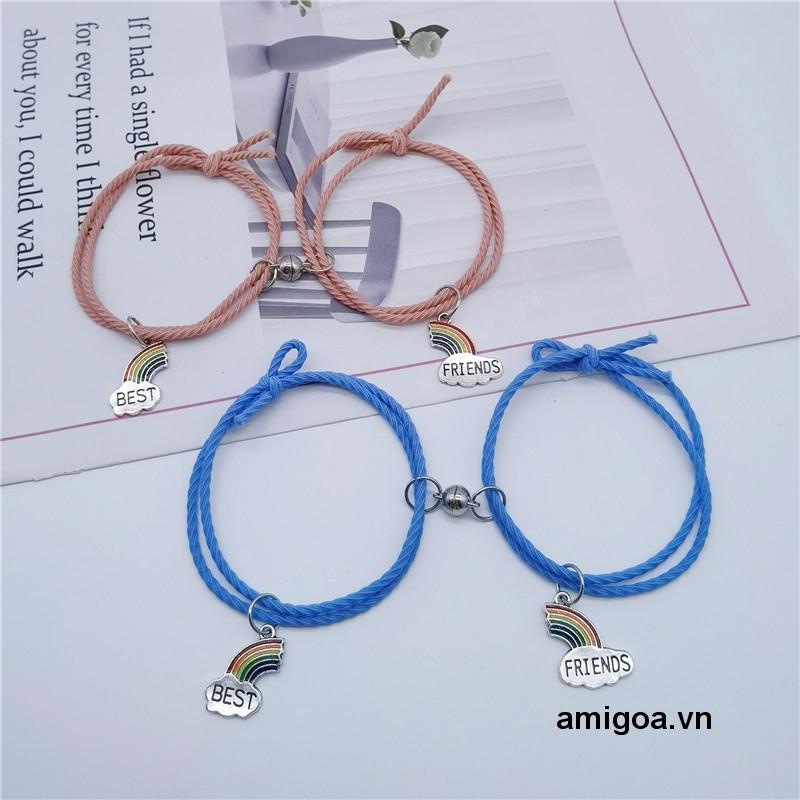 ✨✨Bộ 2 vòng đeo tay co giãn màu cầu vồng cho cặp đôi/bạn thân