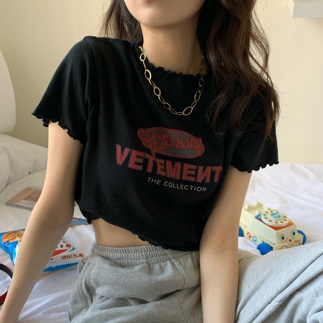 Áo Thun Crop Top Tay Ngắn Dáng Ôm In Họa Tiết Thời Trang Mùa Hè Kiểu Mới Cho Bạn Gái
