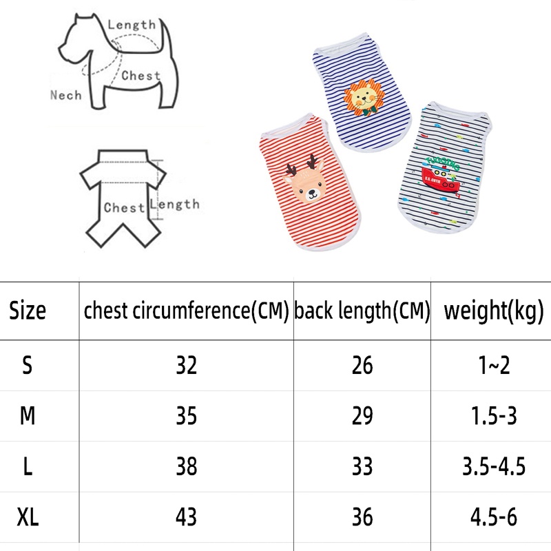 Áo Vest HoạT HìNh Kẻ SọC Cho Thú Cưng