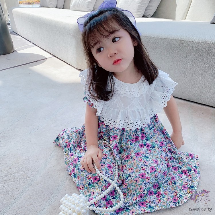 Đầm Bé Gái In Hoa Phong Cách Hàn Quốc