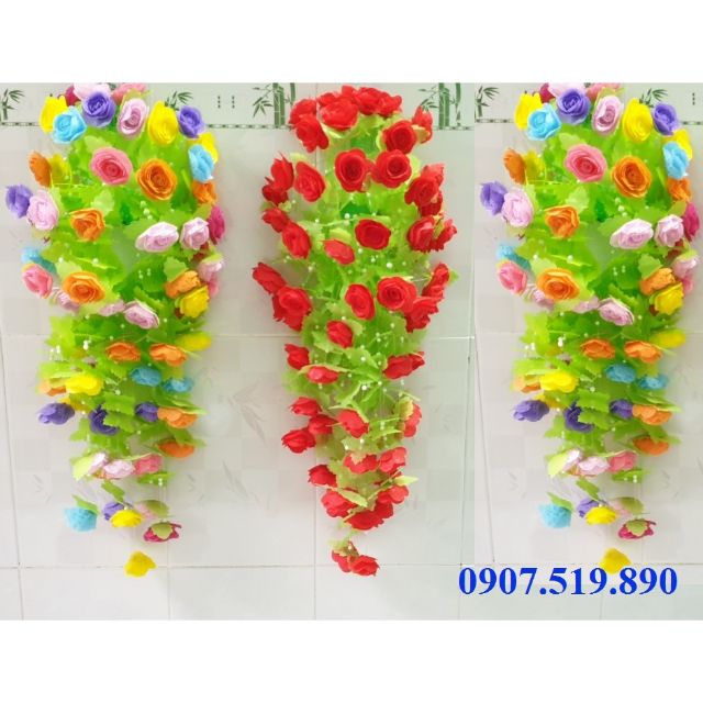 2 bộ làm Hoa giấy lụa  _ hoa hồng gấm treo