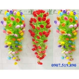 2 bộ làm Hoa giấy lụa  _ hoa hồng gấm treo