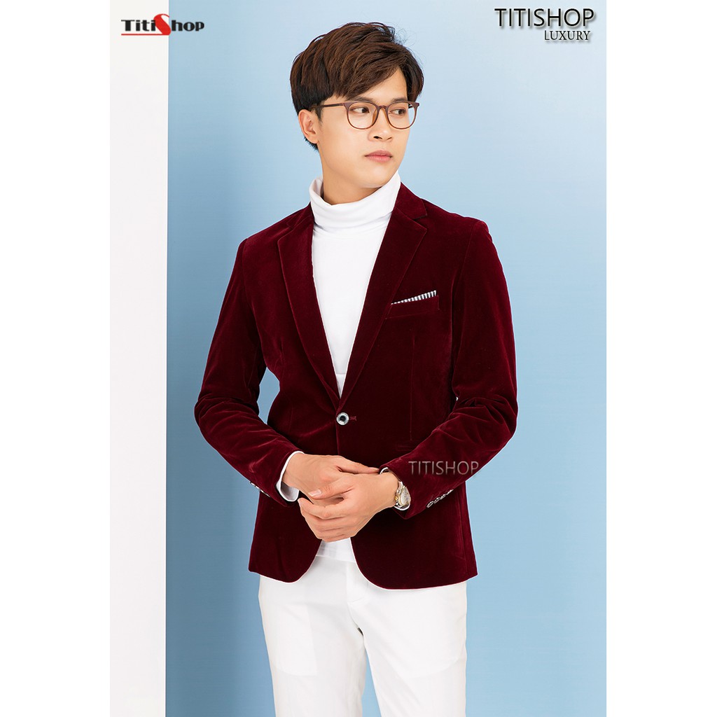 Áo vest Nhung Nam Titishop VN329 đỏ