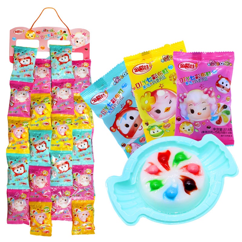 Lúa Vàng27.5gThạch Vải Bảy Màu Sáng Tạo Cầu Vồng Sô Cô La Đậu Thạch Trẻ Em Đồ Ăn Nhẹ Siêu Thị Bán Buôn