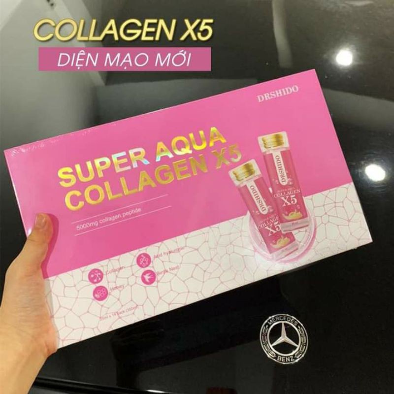 CHÍNH HÃNG] 01 Hộp Nước uống Collagen Yến sào Nhật bản - COLLAGEN X5 SUPER AQUA DR SHIDO (14 gói / hộp)