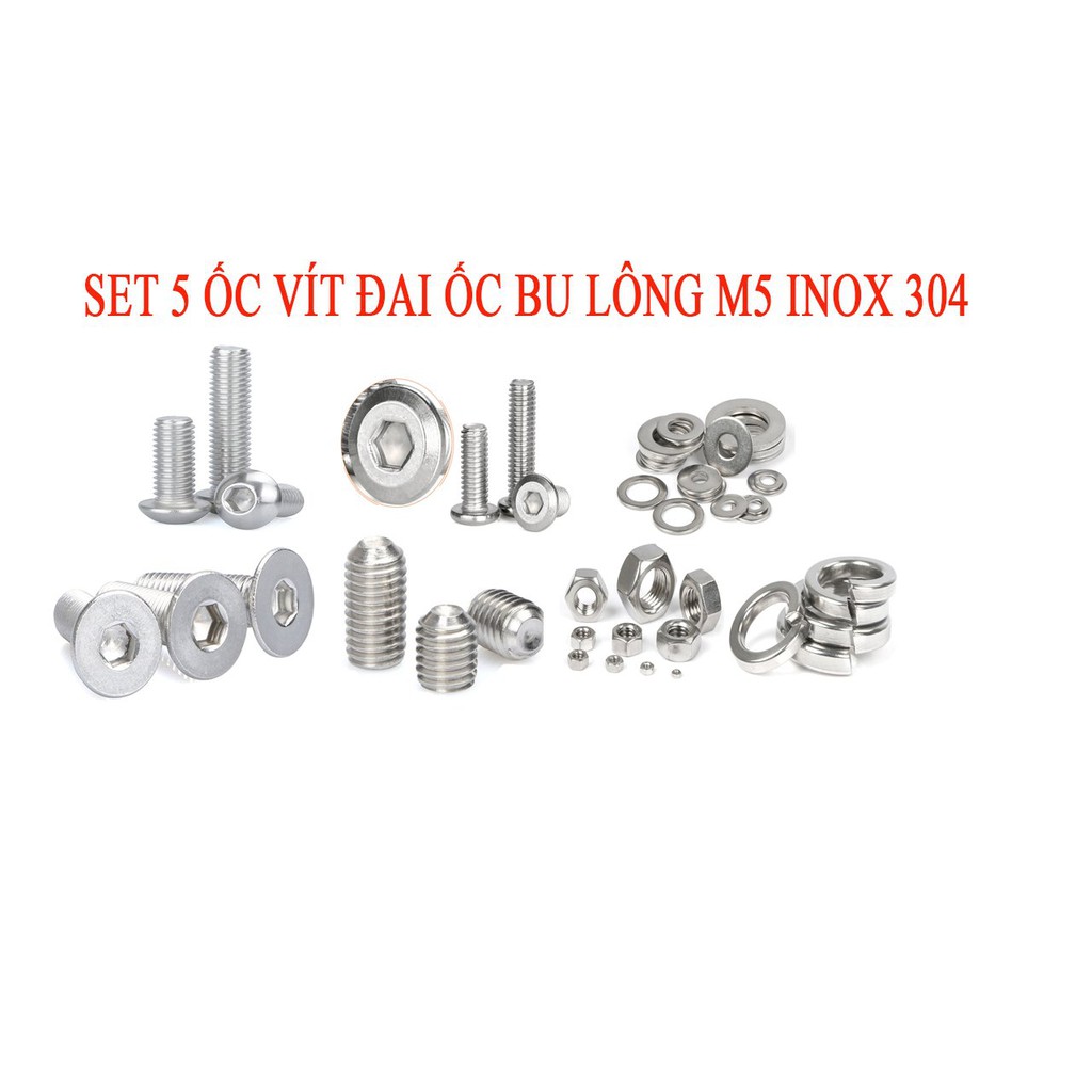 Set 5-10 con ốc vít M5 Inox 304 | Shopee Việt Nam