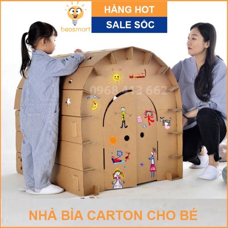 [SALE SỐC] Nhà Bìa Carton Cho Bé, Giúp Bé Thỏa Sức Tô Vẽ Trang Trí - Phát Triển Trí Tuệ, Tránh Xa Khỏi Tivi, Điện Thoại