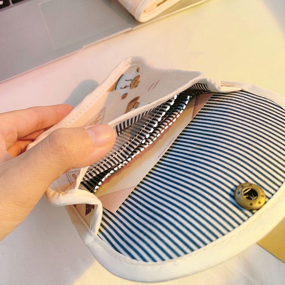 1 Túi Đựng Băng Vệ Sinh / Tiền Xu / Thẻ Bằng Vải Cotton Hình Gấu Hoạt Hình Dễ Thương Có Khóa Kéo Cho Nữ RYVN