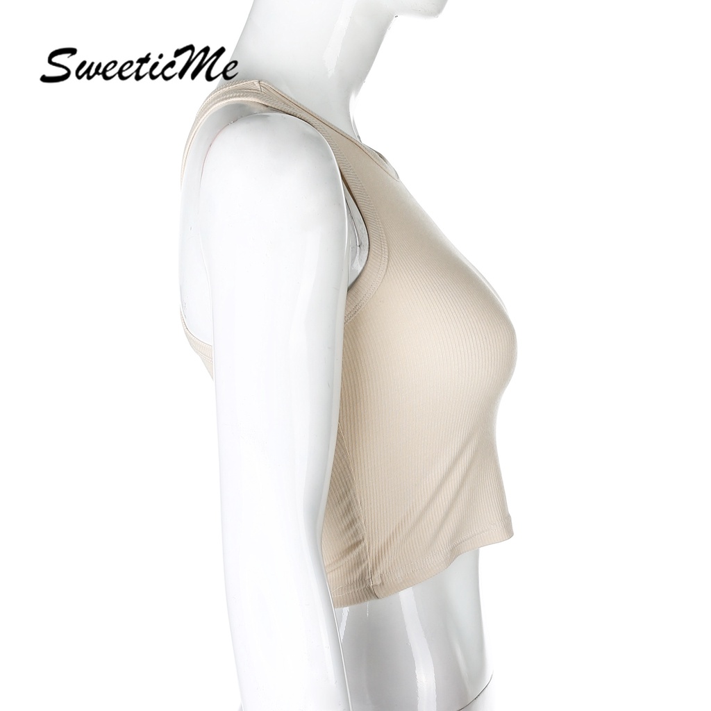 Áo Croptop Dệt Kim Cổ Tròn Màu Trơn Thiết Kế Quyến Rũ Thời Trang Cho Nữ