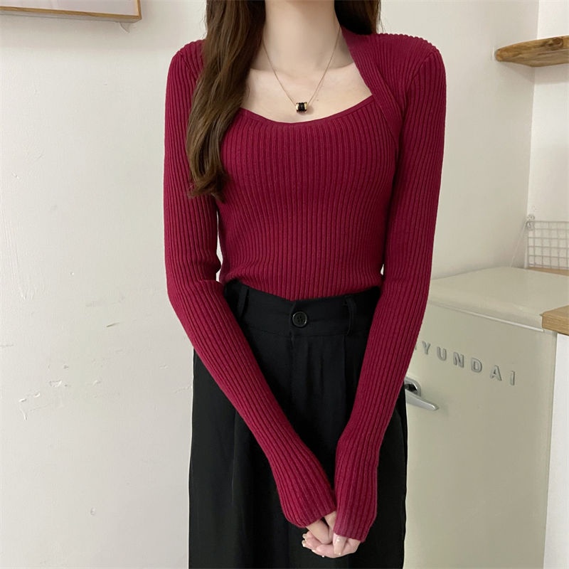 Áo Len Nữ Tay Dài Cổ Chữ U Thời Trang Quyến Rũ