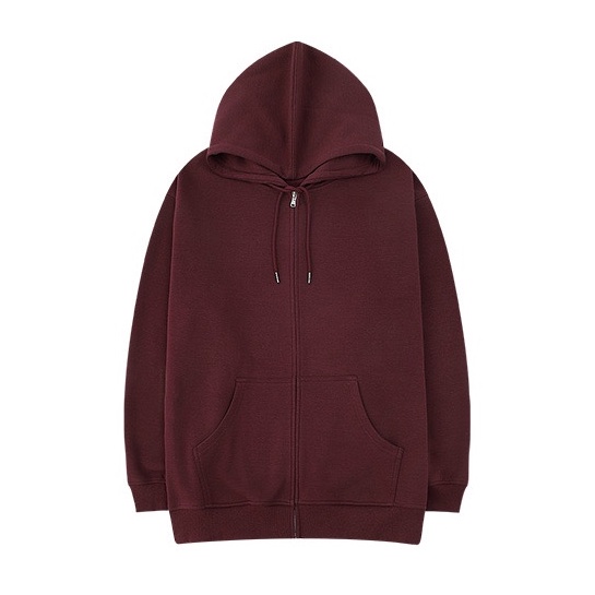 Áo hoodie zip unisex, áo nỉ có mũ khóa kéo unisex form rộng chính hãng Nelly Heybig 6 màu trơn basic siêu hot 2021
