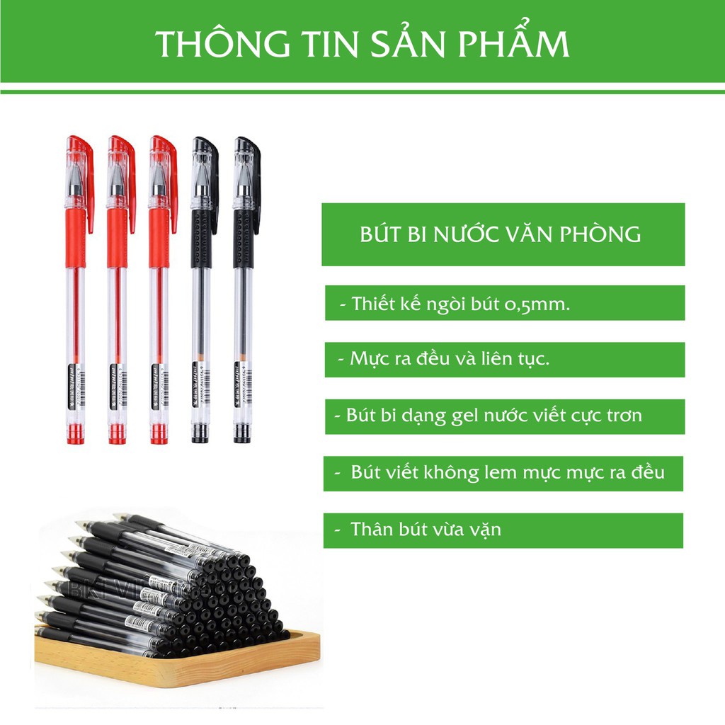 Set 9 Bút Bi Nước Văn Phòng Mực Ra Đều Nét Đẹp, ĐEN, ĐỎ, XANH