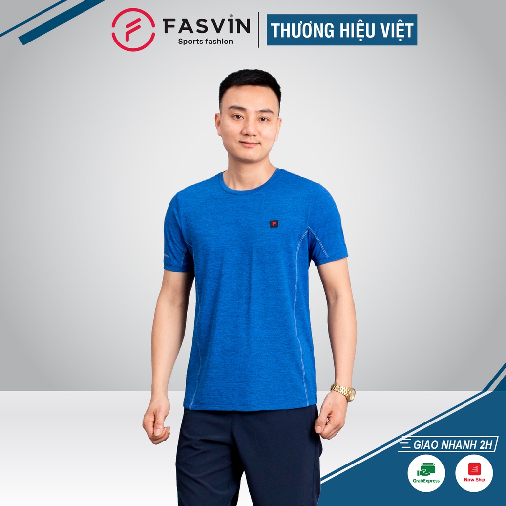 Áo Phông Nam Thun Lạnh Cao Cấp FASVIN TS20237.HN Dáng Thể Thao Vải Mềm Mát Co Giãn Tốt