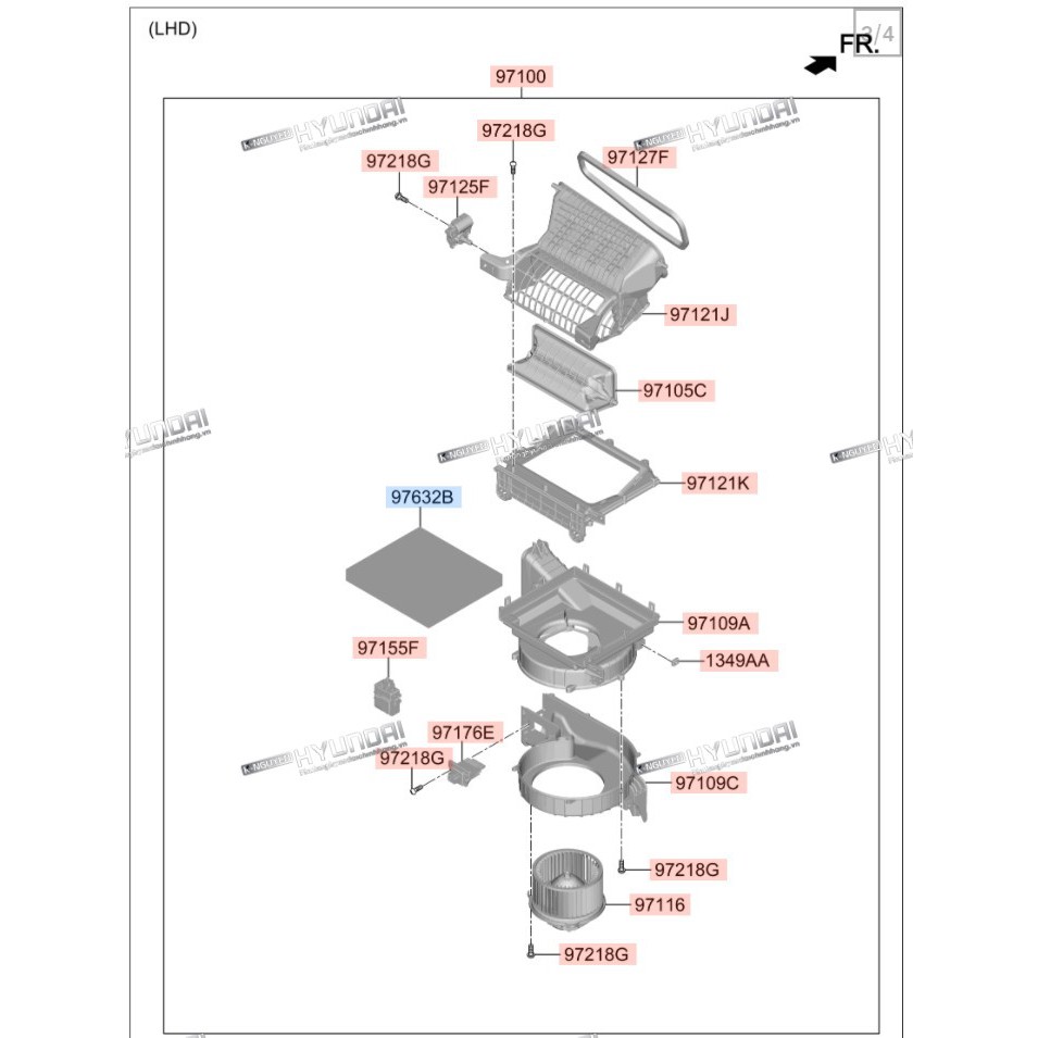 Lọc gió điều hòa xe Santafe 2019, 2020  - Mã số 97133G8000