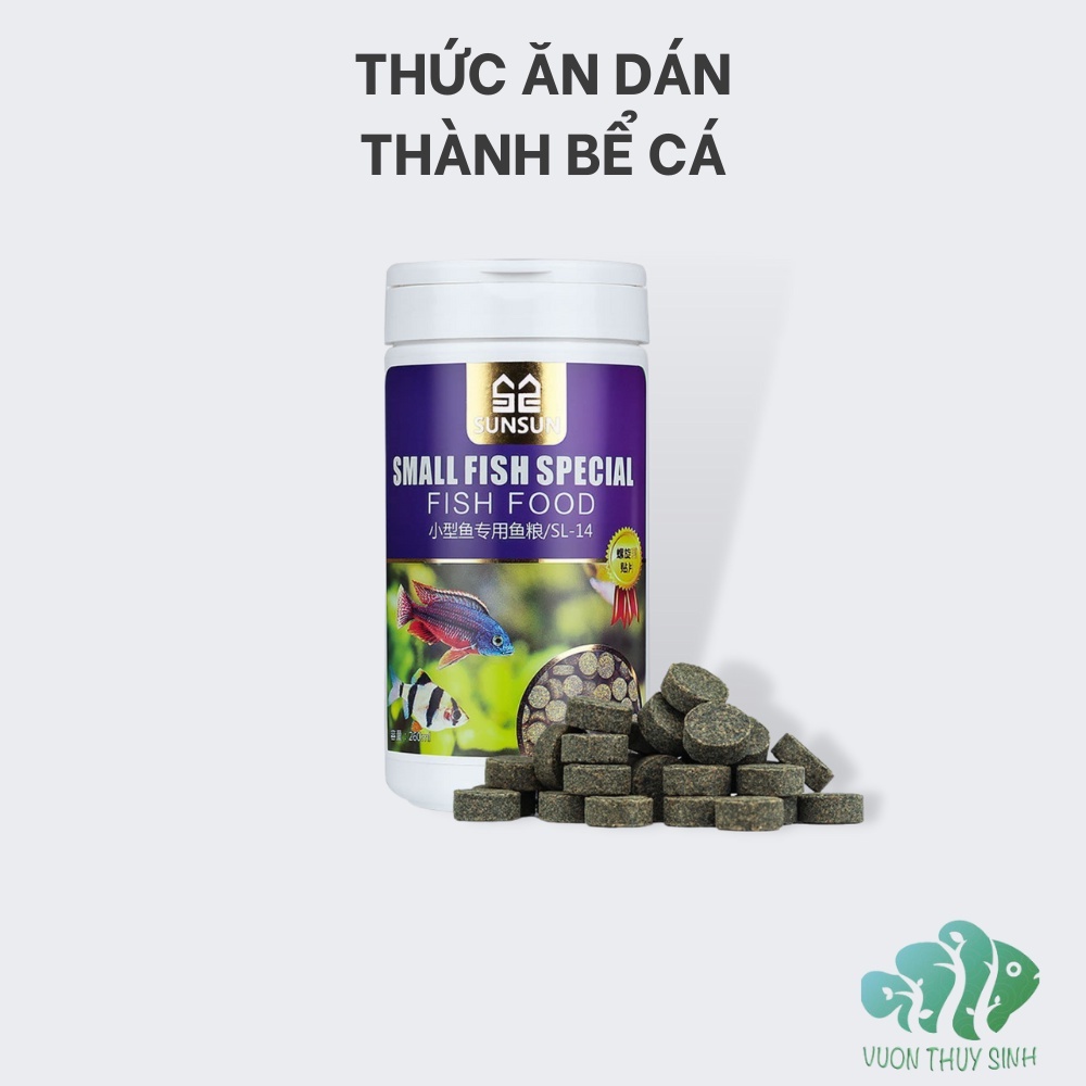 Thức ăn dán thành bể SunSun, Thức ăn cho cá thủy sinh cá cảnh dán thành bể SunSun hộp 150ml (Small fish special)