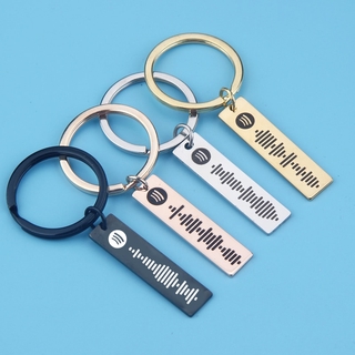 Móc khóa hình mã vạch bằng thép không gỉ cho nam và nữ 