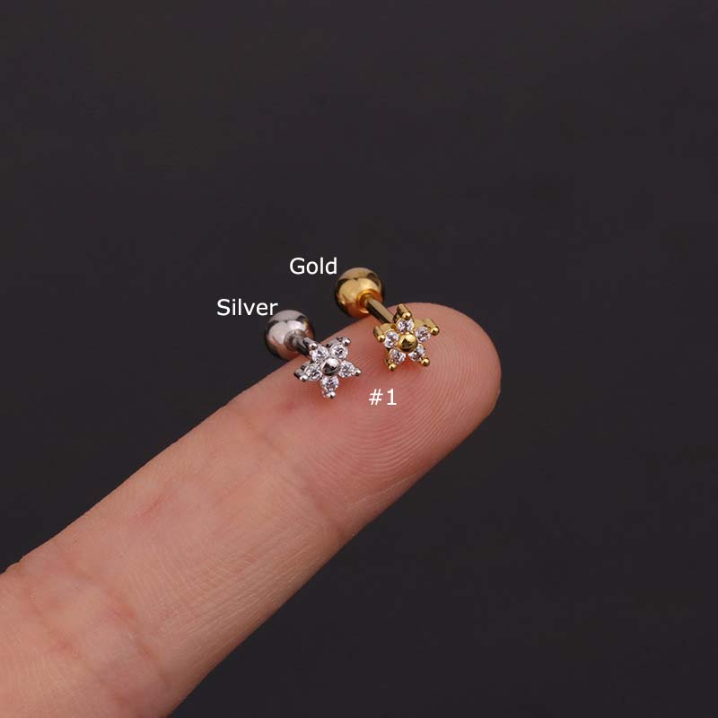 Bông Tai Đinh Tán Bằng Thép Không Gỉ 16g 6mm
