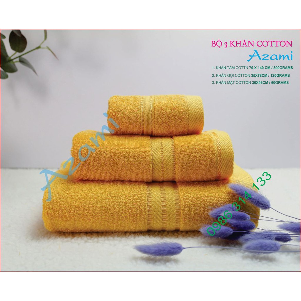 (138.000/ Bộ) - 3 khăn tắm cotton 70 x 140 cm- Dùng cho gia đình
