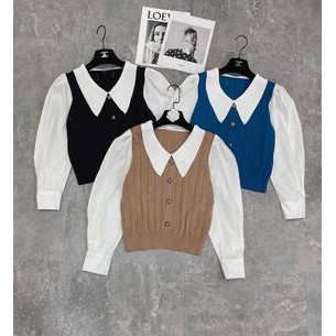 áo len cổ sen cúc gỗ