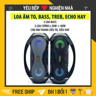 Loa karaoke bluetooth xách tay, loa karaoke Kimiso tặng kèm mic hát, dung lượng pin khủng