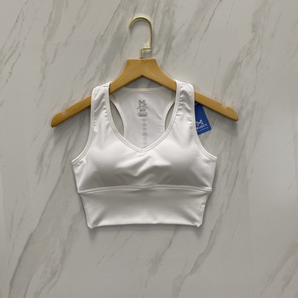 Minatex HN - Áo bra tập gym, áo bra thể thao nữ cổ tim bo siết eo vải dày dặn kèm mút ngực đường may xịn đẹp