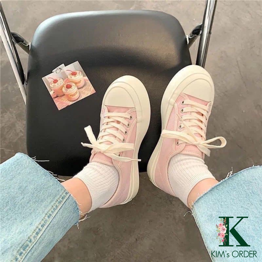 Giày thể thao nữ sneaker đế bằng bánh mì basic độn đế vải canvas bata màu pastel phong cách Ulzzang Hàn Quốc đủ size