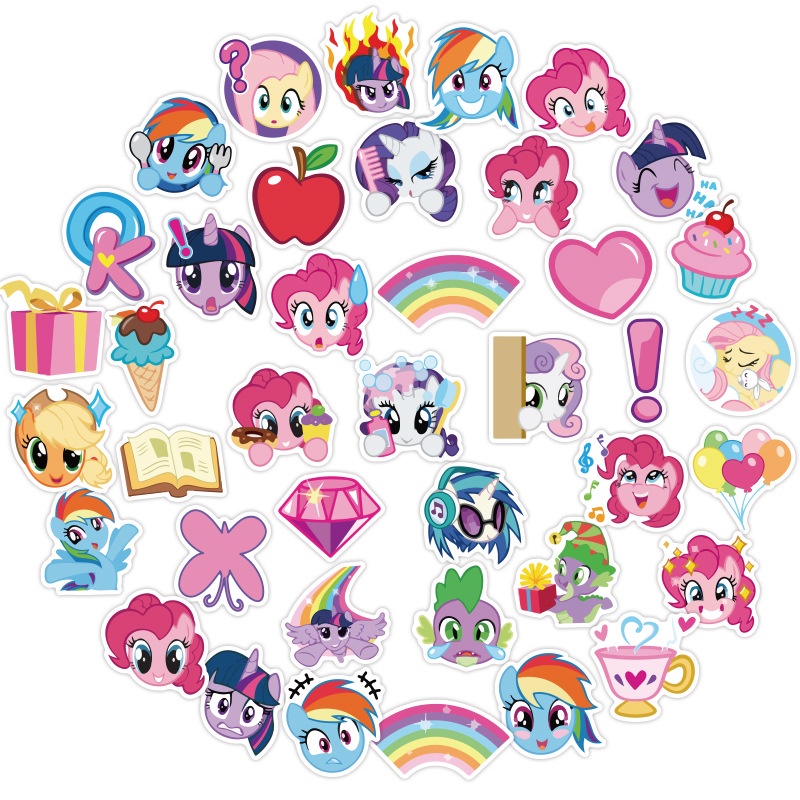 Bộ 10/40 Sticker Chống Thấm Nước Hình Hoạt Hình My Little Pony Dễ Thương
