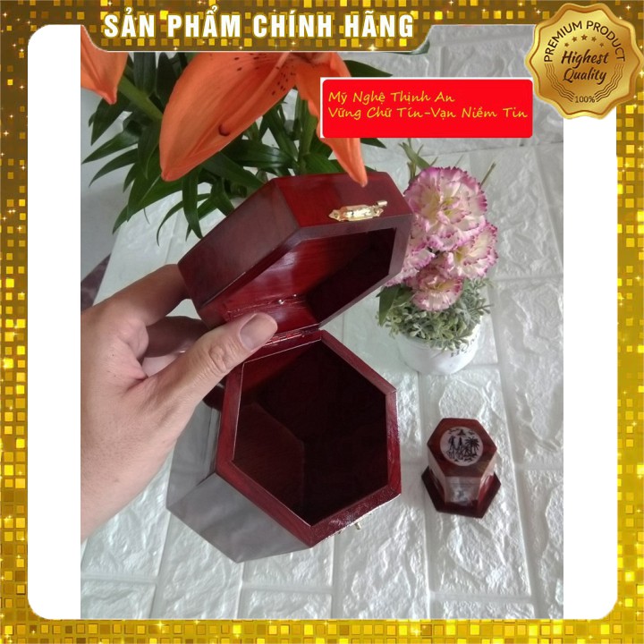 [Mỹ Nghệ Đồng Kỵ] Hộp đựng gói trà gỗ hương trạm mặt tích chim hoa kèm hộp tăm khối tiện hồ lô - CHTHL12