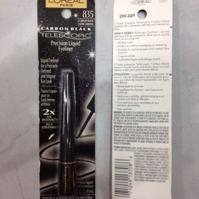 Kẻ mắt nước L'Oreal Carbon Black Telescopic Precision Liquid Lâu trôi, cho nét vẽ sắc, bám lâu đến 16 tiếng