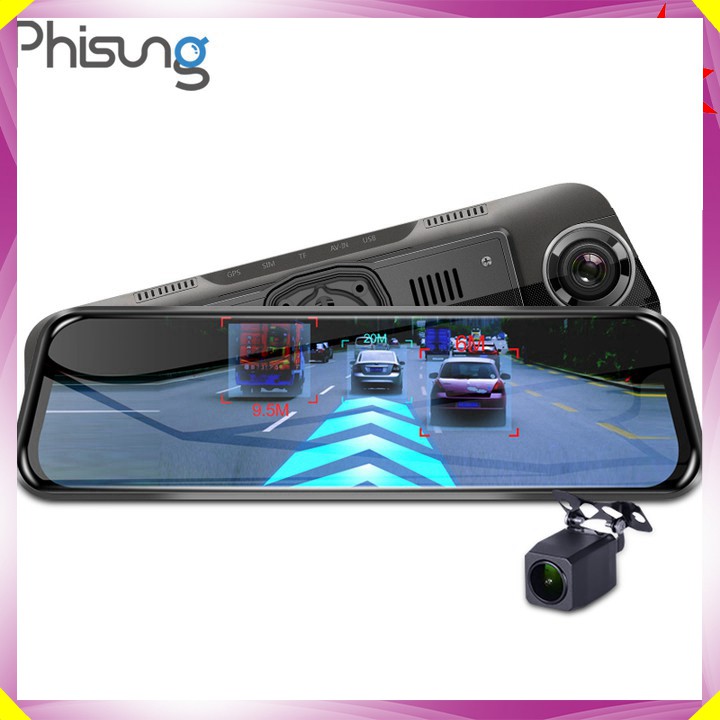 Camera hành trình gương cao cấp thương hiệu Phisung tích hợp 4G, Wifi, GPS, màn hình 10 inch - Mã H58 - Hàng Nhập Khẩu