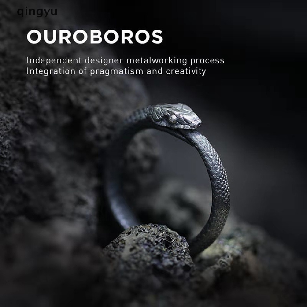 Nhẫn Cặp Màu Đen In Chữ Live Mouth Ouroboros