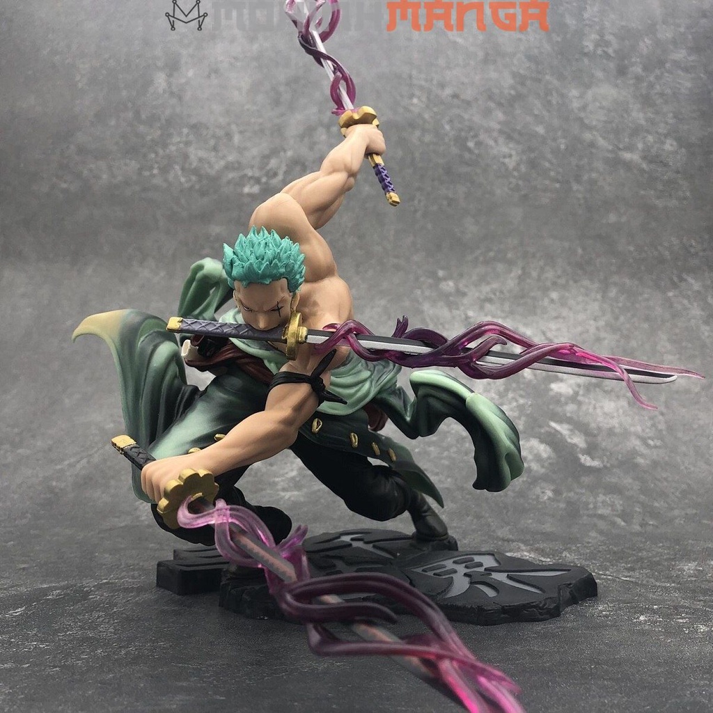 Mô hình Roronoa Zoro tam kiếm có hiệu ứng cao 18cm trong truyện tranh anime One Piece Đảo Hải Tặc Luffy