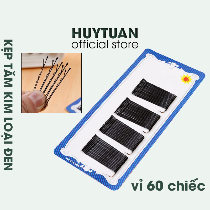 Vỉ 60 chiếc kẹp tăm làm đẹp - Kẹp tăm màu đen thiết kế đơn giản xinh xắn phong cách Hàn Quốc