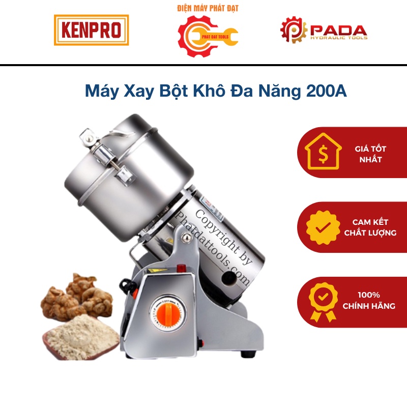 Máy xay bột khô đa năng 200A xay nghiền các loại hạt củ thảo quả thành tinh bột khô hàng inox 304