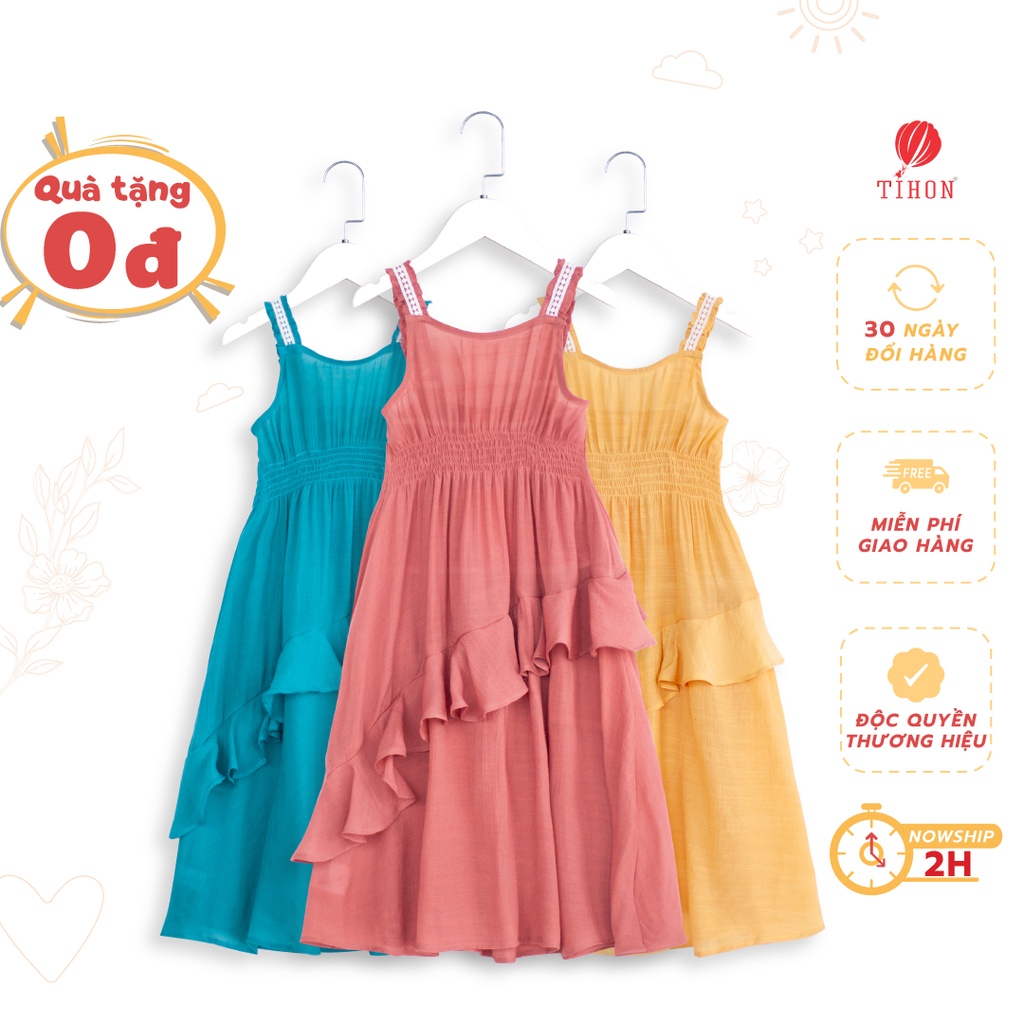 Váy Cho Bé Gái TIHON 2 Dây Maxi 3 Màu Xinh Xắn VT0750203