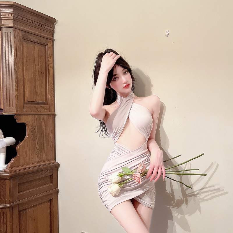 Ảnh Thật ~ Đầm Ôm Dáng Màu Trơn Khoét Rỗng Gợi Cảm Cho Nữ