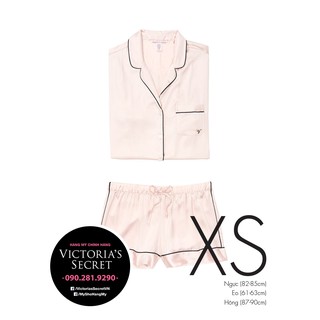 [Hàng Bill USA - Size XS] Quần áo ngủ ngắn (17) hồng nude, chất vải satin, Pink Fizz - VS USA