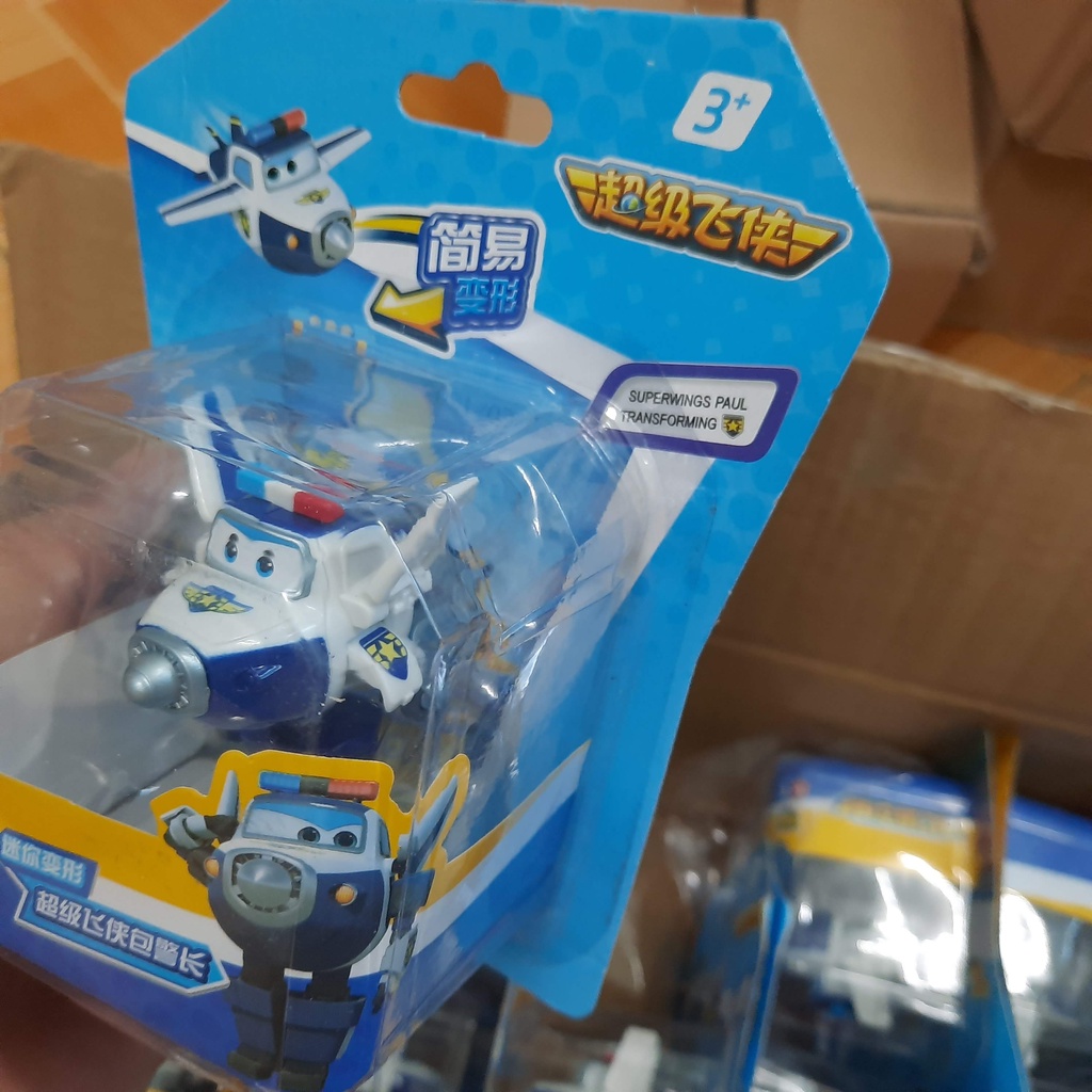 Super Wings đội bay siêu đẳng Mô hình nhân vật cảnh sát PAUL máy bay mini đồ chơi trẻ em