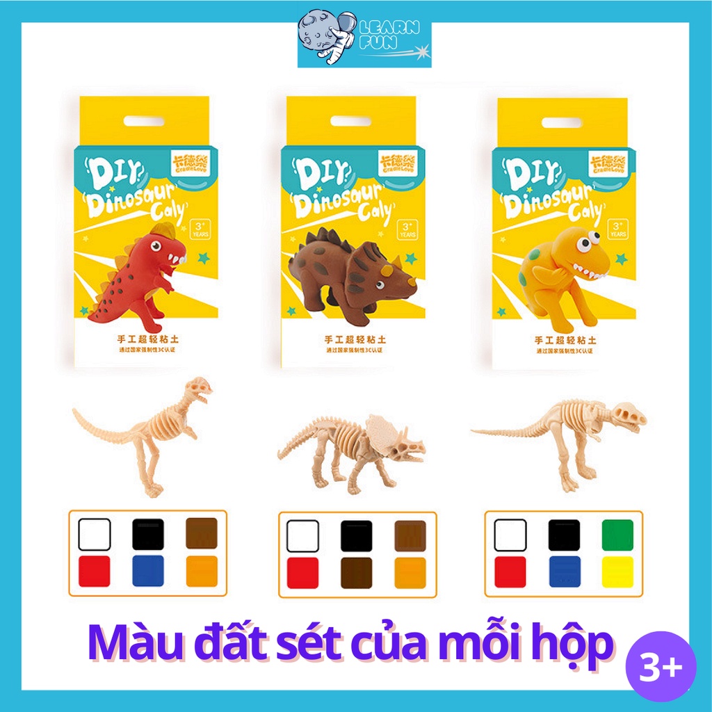 Bộ đồ chơi giáo dục DIY đất sét tạo hình khủng long từ khung xương khủng long đồ chơi Phát triển sáng tạo an toàn cho bé