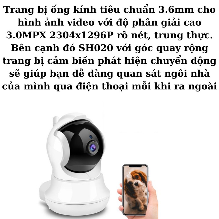 ( Tặng thẻ nhớ 64G yoosee ) Camera wifi srihome sh020 360 độ , phát hiện chuyển động thông minh , camera an ninh ,camera