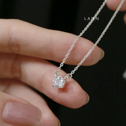 Vòng cổ một đá trắng BẠC S925 LANN N110